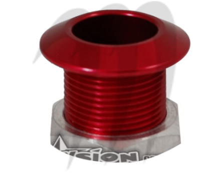 Boulon de remorquage en aluminium (rouge) usiné par Blowsion