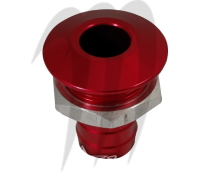 Sortie pompe de cale anodisé (rouge) usinée par Blowsion